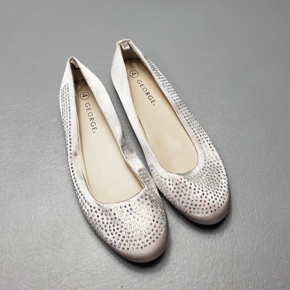 George girls light pink embellished slip on shoes big girls size 4